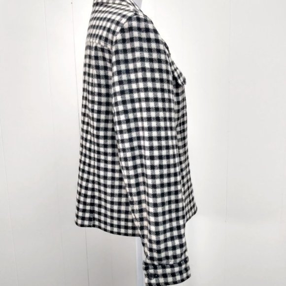 Talbots Womens 14 Black White Buffalo Plaid jacket - Picture 5 of 7
